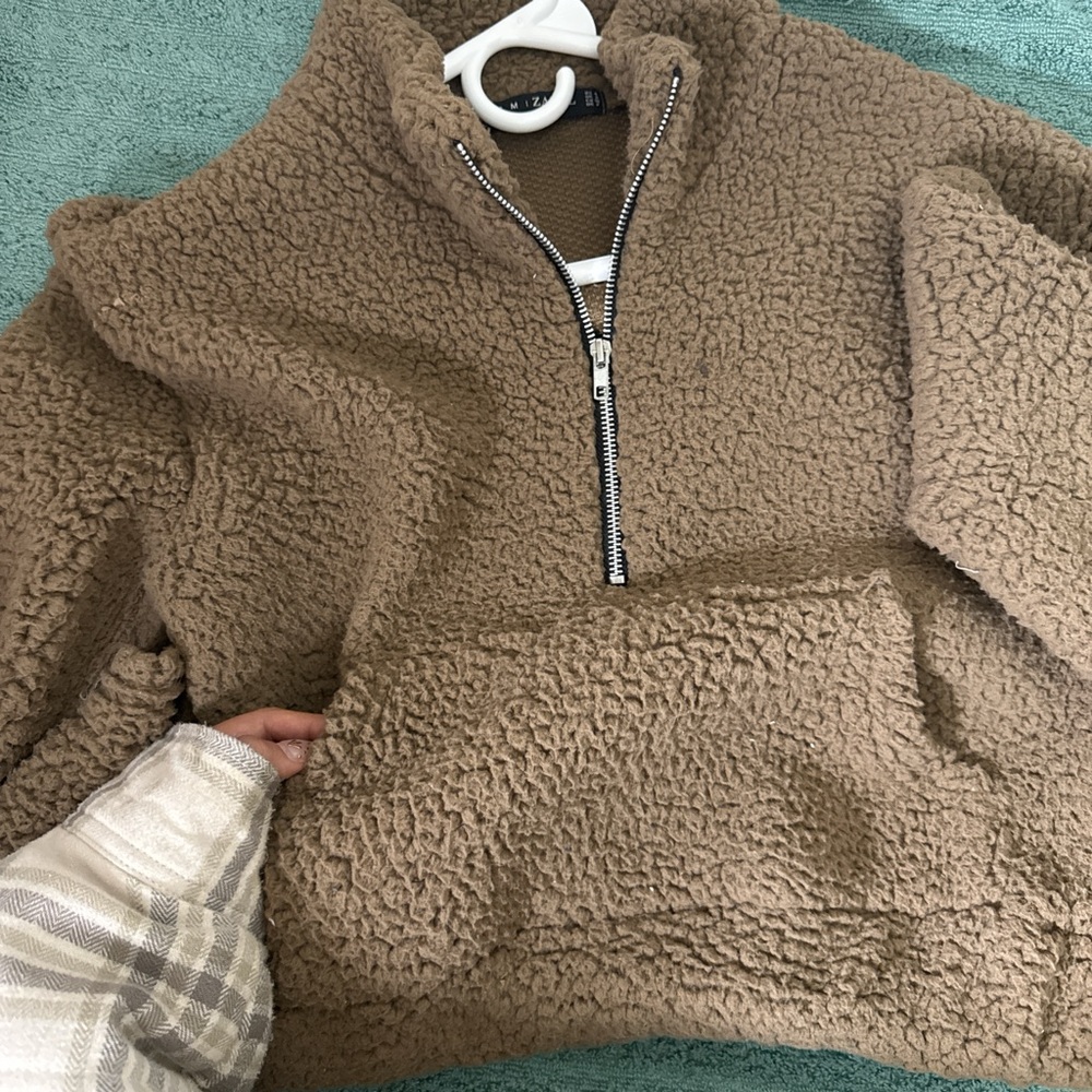 Zaful Brown Fleece Jacket